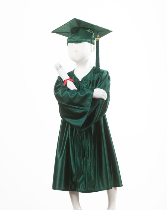 Child's Forest Green Graduation Gown and Cap Souvenir Set