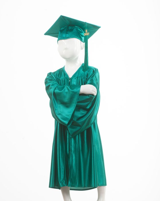 Child's Emerald Green Graduation Gown and Cap Souvenir Set