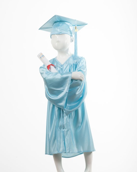 Light blue cap and gown 2025