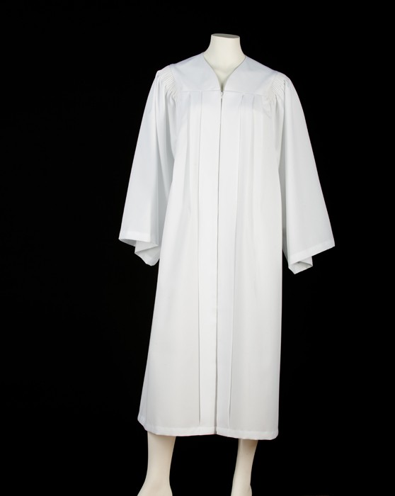 Graduation gown with fluting 'Full Fit' (White)