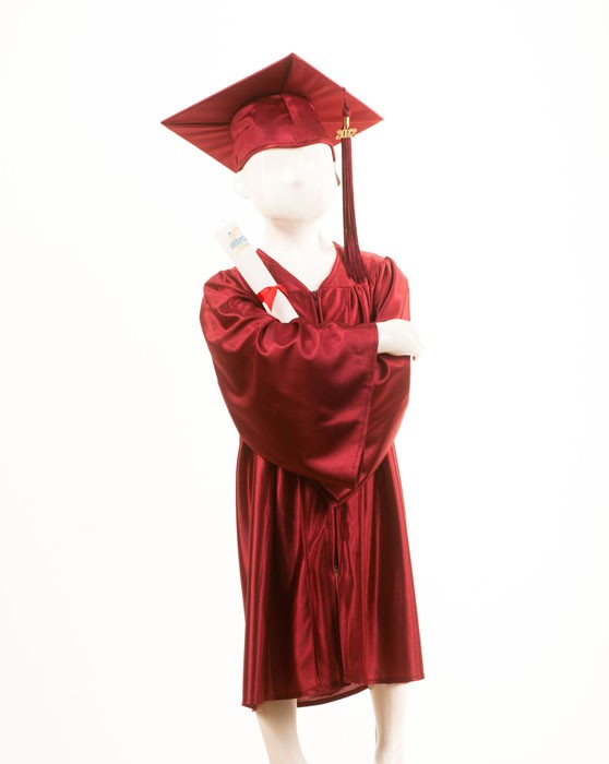 Child's Maroon Graduation Gown and Cap Souvenir Set